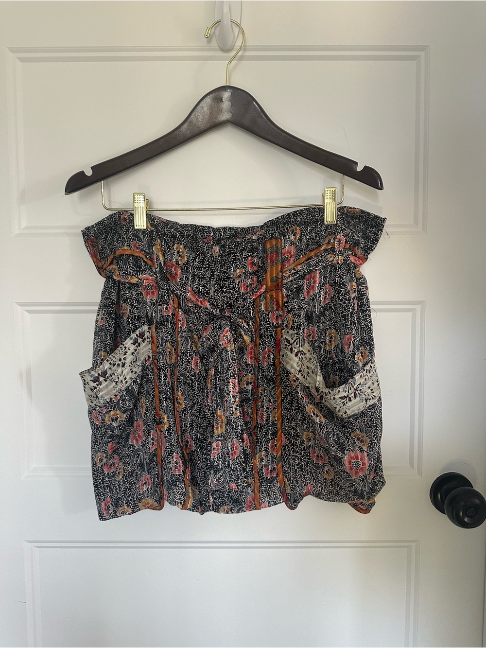 Isabel Marant Black Floral Mini Skirt 100% Silk
